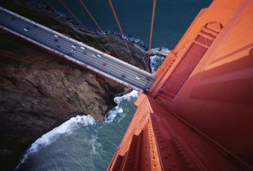 Looking at a bridge from above